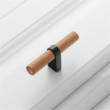 Load image into Gallery viewer, 3.0"-5" Beech Wood Black T Bar Pulls, Knobs & Handles | Cabinet, Closet, Wardrobe, Dresser & Drawer Hardware