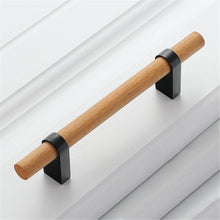 Load image into Gallery viewer, 3.0"-5" Beech Wood Black T Bar Pulls, Knobs & Handles | Cabinet, Closet, Wardrobe, Dresser & Drawer Hardware