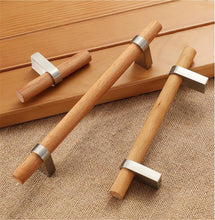 Load image into Gallery viewer, 3.0"-5" Beech Wood Black T Bar Pulls, Knobs & Handles | Cabinet, Closet, Wardrobe, Dresser & Drawer Hardware