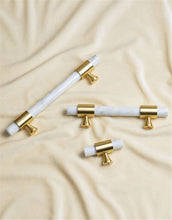 Load image into Gallery viewer, Green & White Marble Brass Kitchen Cabinet Pulls | Luxury Decor Dresser & Closet Handles, Drawer Knobs, Hardware