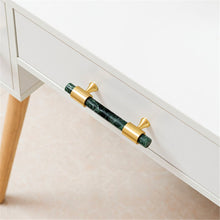Load image into Gallery viewer, Green & White Marble Brass Kitchen Cabinet Pulls | Luxury Decor Dresser & Closet Handles, Drawer Knobs, Hardware