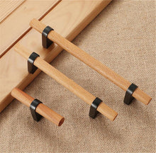 Load image into Gallery viewer, 3.0"-5" Beech Wood Black T Bar Pulls, Knobs & Handles | Cabinet, Closet, Wardrobe, Dresser & Drawer Hardware