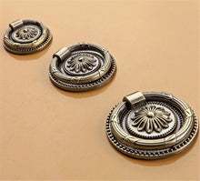 Load image into Gallery viewer, Vintage Style Antique Bronze & Copper Drawer Knobs | Ring Drop Handles for Kitchen, Dresser & Cabinet Furniture Pulls