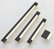 Load image into Gallery viewer, 3.78", 5", 7.55" Black, Chrome & Gold Modern Cabinet Pulls | Dresser & Drawer Knobs, Kitchen Handles & Hardware