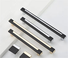 Load image into Gallery viewer, 3.78", 5", 7.55" Black, Chrome & Gold Modern Cabinet Pulls | Dresser & Drawer Knobs, Kitchen Handles & Hardware