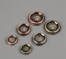 Load image into Gallery viewer, Vintage Style Antique Bronze & Copper Drawer Knobs | Ring Drop Handles for Kitchen, Dresser & Cabinet Furniture Pulls