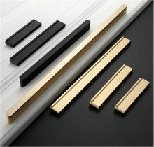 Load image into Gallery viewer, 2.5", 3.75", 5", 6.3", 7.55", 10.0" & 12.6" Black & Brushed Brass Drawer Pulls | Modern Cabinet, Cupboard & Wardrobe Closet Handles & Knobs