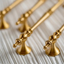 Load image into Gallery viewer, 3.78", 5" & 6.3" Solid Brass Brushed Gold Drawer Knobs | Euro Cabinet Handles, Kitchen & Dresser Pulls | Cabinet Hardware