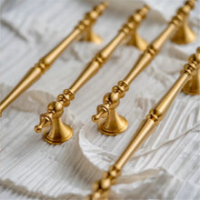 Load image into Gallery viewer, 3.78", 5" & 6.3" Solid Brass Brushed Gold Drawer Knobs | Euro Cabinet Handles, Kitchen & Dresser Pulls | Cabinet Hardware