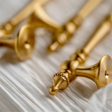 Load image into Gallery viewer, 3.78", 5" & 6.3" Solid Brass Brushed Gold Drawer Knobs | Euro Cabinet Handles, Kitchen & Dresser Pulls | Cabinet Hardware