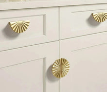 Load image into Gallery viewer, Solid Brass Round Sun Knobs & Pulls | Gold Chrome | Cabinet, Drawer, Dresser & Kitchen Hardware