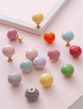 Load image into Gallery viewer, Colorful Candy Ball Ceramic Cabinet Pull Knobs | Dresser, Kitchen & Nursery Drawer Knobs in Gray, Yellow, Green, Blue, Pink, White | Home Decor