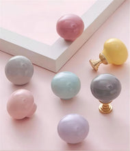 Load image into Gallery viewer, Colorful Candy Ball Ceramic Cabinet Pull Knobs | Dresser, Kitchen & Nursery Drawer Knobs in Gray, Yellow, Green, Blue, Pink, White | Home Decor