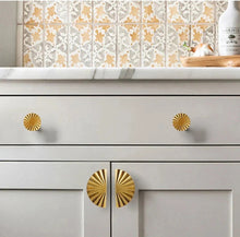 Load image into Gallery viewer, Solid Brass Round Sun Knobs & Pulls | Gold Chrome | Cabinet, Drawer, Dresser & Kitchen Hardware