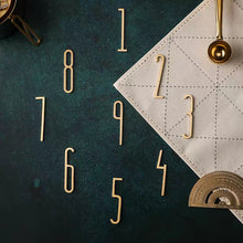 Load image into Gallery viewer, Solid Brass Modern Gold House Numbers & Letters | Metal Address Numbers for Mailbox, Room & Symbols | House Address Hardware