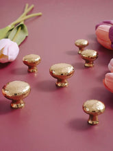 Load image into Gallery viewer, Gold Mushroom Brass Knobs with Hand Hammered Texture, Luxury Single Hole Small Handles for Drawers, Closets and Shoe Cabinets
