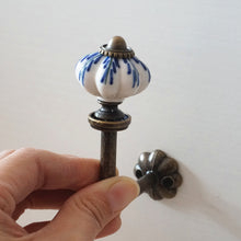 Load image into Gallery viewer, Vintage Cast Iron &amp; Ceramic Pumpkin Wall Hooks | Decorative Coat Hooks | DIY Decor
