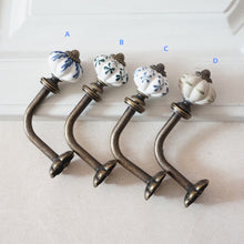 Load image into Gallery viewer, Vintage Cast Iron &amp; Ceramic Pumpkin Wall Hooks | Decorative Coat Hooks | DIY Decor
