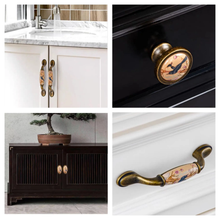 Load image into Gallery viewer, 3&quot;, 3.78&quot;, 5&quot; Vintage Aged Brass &amp; Ceramic Knobs &amp; Pulls | Drawer, Dresser, Kitchen &amp; Cabinet Handles
