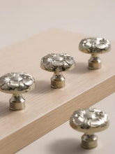 Load image into Gallery viewer, Brass French Maximalist Vintage Round Cabinet Pulls, Nickel Plated Rust-Proof Titanium Silver Drawer Knobs

