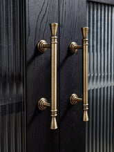 Load image into Gallery viewer, Song Style Aesthetic Vintage Long Brass Pulls, French Antique Brass Handles for Kitchen Drawers and Wardrobes
