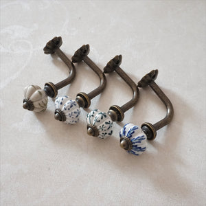 Vintage Cast Iron & Ceramic Pumpkin Wall Hooks | Decorative Coat Hooks | DIY Decor