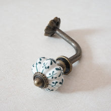 Load image into Gallery viewer, Vintage Cast Iron &amp; Ceramic Pumpkin Wall Hooks | Decorative Coat Hooks | DIY Decor
