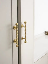 Load image into Gallery viewer, French Vintage Brass Round Ball Bar Pulls, Double Hole Long Handles for Drawers and Wardrobes
