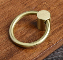 Load image into Gallery viewer, Pure Brass Gold Ring Pulls | Drop Drawer Handles, Dresser &amp; Kitchen Cabinet Knobs | Decor Hardware
