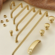 Load image into Gallery viewer, 1.25&quot;, 3&quot;, 3.78&quot;, 5&quot;, 6.3&quot;, 8.8&quot;, 12.6&quot; Minimalist Chrome &amp; Polished Gold Cabinet Pulls | Solid Brass Kitchen Knobs, Drawer &amp; Door Handles
