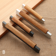 Load image into Gallery viewer, 3.75&quot;, 5&quot;, 6.3&quot; (96, 128, 160mm) Black Beech &amp; Brushed Steel Matte Aluminum Cabinet Pulls | Bar Handles for Dresser &amp; Drawer
