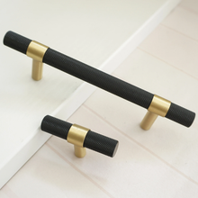 Load image into Gallery viewer, 3.78&quot;, 5.0&quot; Black Brass T Bar Drawer Pulls | Cabinet Door &amp; Closet Wardrobe Handles, Dresser Knobs, Furniture Hardware
