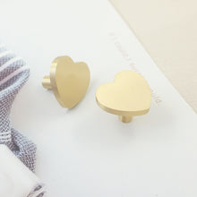 Load image into Gallery viewer, Heart Shaped Brass Knobs &amp; Handles | Cabinet, Drawer, Dresser &amp; Kitchen Cupboard | Furniture Hardware
