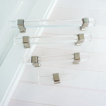 Load image into Gallery viewer, Square Silver Clear Acrylic Pulls, Knobs &amp; Handles | Cabinet, Drawer, Dresser &amp; Bathroom Hardware
