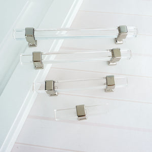 Square Silver Clear Acrylic Pulls, Knobs & Handles | Cabinet, Drawer, Dresser & Bathroom Hardware