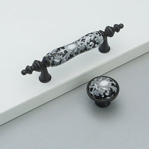 3" (76mm) Antique Black Flower Ceramic Knobs & Pulls | Dresser, Drawer, Kitchen Cabinet & Door Hardware