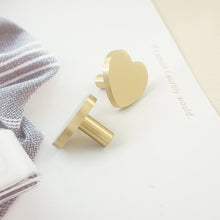 Load image into Gallery viewer, Heart Shaped Brass Knobs &amp; Handles | Cabinet, Drawer, Dresser &amp; Kitchen Cupboard | Furniture Hardware
