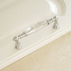3.78" & 5" Glass Kitchen Pulls | Modern Crystal Drawer & Dresser Knobs | Chrome, Clear, Silver Cabinet & Closet Handles