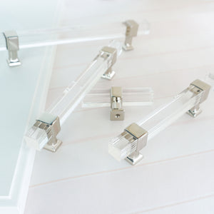 Square Silver Clear Acrylic Pulls, Knobs & Handles | Cabinet, Drawer, Dresser & Bathroom Hardware