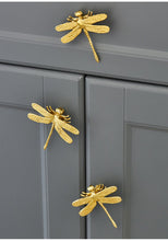 Load image into Gallery viewer, Dragonfly Brass Knob - Single Hole Cabinet Drawer Handle for Living Room Wardrobe Furniture
