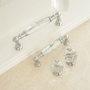 3.78" & 5" Glass Kitchen Pulls | Modern Crystal Drawer & Dresser Knobs | Chrome, Clear, Silver Cabinet & Closet Handles