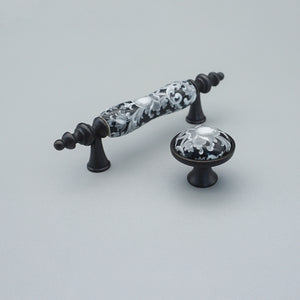 3" (76mm) Antique Black Flower Ceramic Knobs & Pulls | Dresser, Drawer, Kitchen Cabinet & Door Hardware