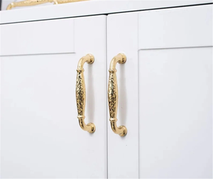 3.78", 5" Hammered Gold Brass Kitchen Pulls | Luxurious Cabinet Door & Dresser Knobs, Wardrobe & Drawer Handles
