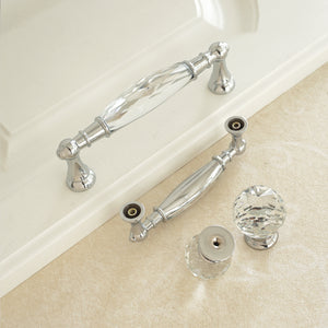 3.78" & 5" Glass Kitchen Pulls | Modern Crystal Drawer & Dresser Knobs | Chrome, Clear, Silver Cabinet & Closet Handles