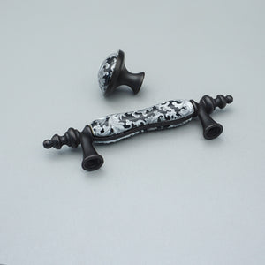 3" (76mm) Antique Black Flower Ceramic Knobs & Pulls | Dresser, Drawer, Kitchen Cabinet & Door Hardware