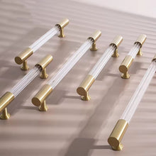 Load image into Gallery viewer, Double Hole Long Acrylic Brass Pull Handles, Light Luxury Hardware for Cabinets, Wardrobes and Drawers
