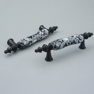 3" (76mm) Antique Black Flower Ceramic Knobs & Pulls | Dresser, Drawer, Kitchen Cabinet & Door Hardware