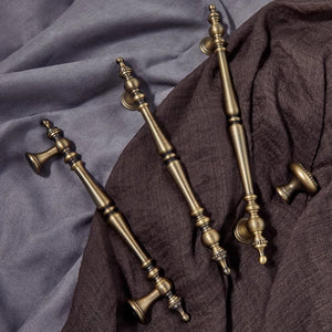 3.78", 5" & 6.3" Aged Brass & Antique Bronze Drawer Knobs | Euro Style Cabinet Handles, Kitchen & Dresser Pulls | Cabinet Hardware