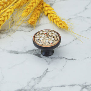 3.78"-5.0" (96mm) Ceramic & Brass Pulls, Knobs & Handles | Brown White, Vintage Rural Chic | Kitchen, Cabinet, Drawer & Dresser Hardware