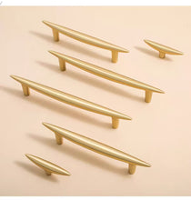 Load image into Gallery viewer, Minimalist Original Nordic Style Solid Brass Drawer Pull, Hand‑Crafted Pure Copper Golden Furniture Handle for Wardrobe &amp; Cabinet
